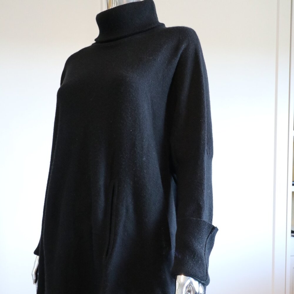 Black Turtleneck Sweater with Front Pockets